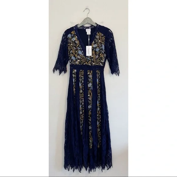 NWT Foxiedox Josefine Lace & Clip Dot Midi Dress - Picture 2 of 7